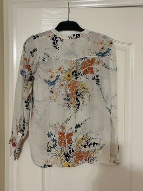 Joie White Floral Print Long-Sleeve Blouse